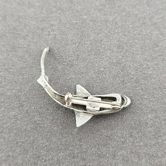 Silver Tone Shark Pin Mini Small Sea Creature Oceanic Marine Collectible - Picture 3 of 4